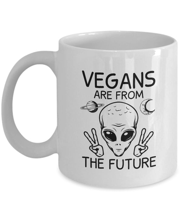 Vegans Are From The Future Coffee Mug - Veggie lover Printed Mug - Vegetarian Gift - Veganism Tea Cup