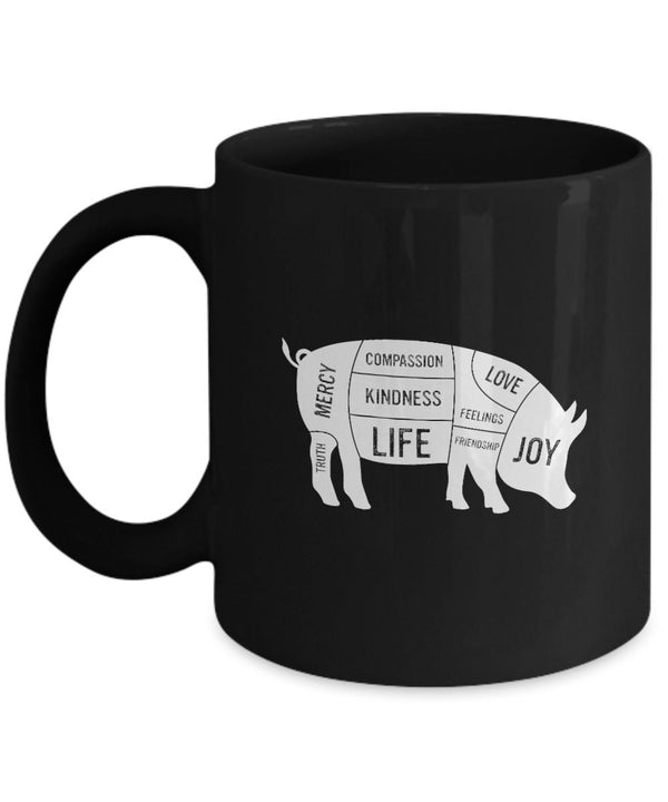 Vegan Life Coffee Mug - Animal Love Kindness Life Joy Mercy - Best Gift For Mom Dad Wife Sister Daughter Girlfriend