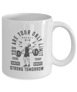 You Are Your Only Limit Mug - Weightlifter Coffee Mug - Bodybuilder Tea Mug - Motivational Gift Mug - Gym Lover Gift